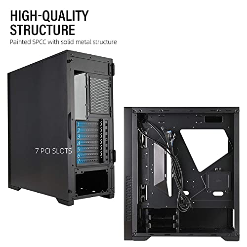 GOLDEN FIELD Z21 PC Gaming Case, EATX/ATX/MATX /ITX Mid Tower, Computer Cases with 3 LED Fans, Swing Open Door Tempered Glass Side Panel - Thumbnail 6