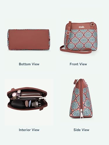 Image of ZOUK Printed Vegan Leather Out Of Office Sling Bag With Adjustable Strap For Women's Girls
