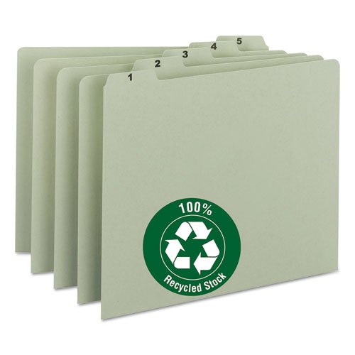 Smead Products - Smead - Recycled Top Tab File Guides, Daily, 1/5 Tab, Pressboard, Letter, 31/Set - Sold As 1 Set - Sort files or paperwork chronologically. - Long-wearing 25 pt. pressboard guides. - Self tabs preprinted with 1-31.