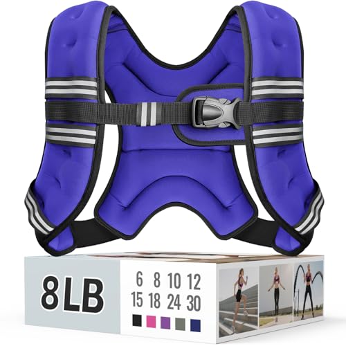 Image of Zeerun Weighted Vest, 6lb /8lb /10lb /12lb /15lb /18lb /20lb /24lb /30lb for Men Women, Reflective Stripe Adjustable Buckle, Comfortable Durable Rucking Vest for Walking Running Strength Training