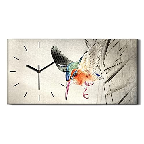 Tableau horloge haut de gamme oiseaux avec aiguilles noires