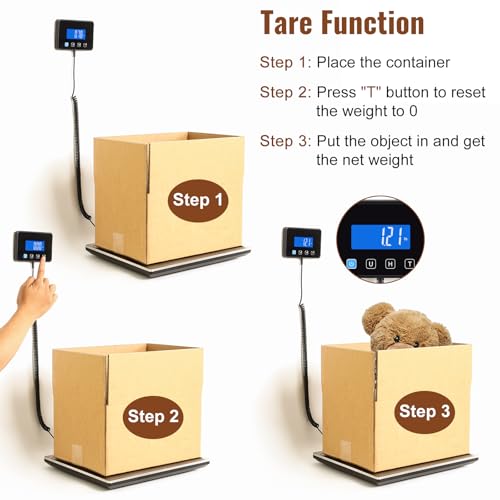 Image of Miseyo 660lbs Digital Shipping Scale - 0.7oz High Accurate Stainless Steel Postal Scale for Packages, Luggage, Small Business, Warehouse, Battery & Charging Cable Included