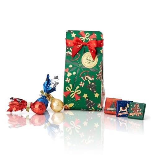 Venchi, Caja Pequeña de Navidad con Bombones Assortidos, Cometas y Granblend al Leche y Fondente, Edición Limitada, Sin Gluten, 134 g. Idea de Regalo
