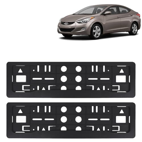 Image of KINGSWAY Elantra Car Number Plate Frames for All 2010 to 2015 Models of Hyundai Car Registration Plate Holders, Black Licence Plate Covers (Front and Rear), Universal Size 51.5 x 14.5 cm