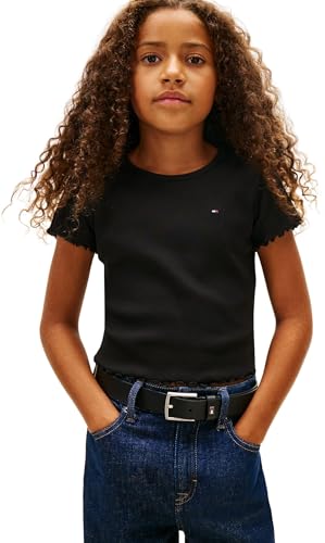 Tommy Hilfiger Girl's Essential Rib TOP SS KG0KG08590 Other Tops, Black (Black), 12 Years