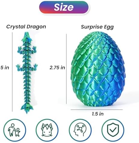 8PCS 3D Printed Dragon, Easter Dragon Eggs, Mystery Dragons Egg Fidget Toy, Easter Basket Stuffers 3D Printed Animals Set - View 4