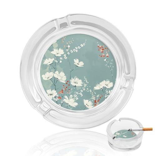 Cendrier sans fumée fleurs cyan clair haut de gamme en verre décoratif