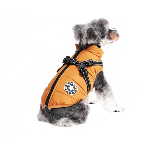 BT Bear Dogs Warm Coats, Waterproof Dog Clothes Winter Warm Vest Dog Jacket with Harness For Small Medium Dogs (Orange,XL)