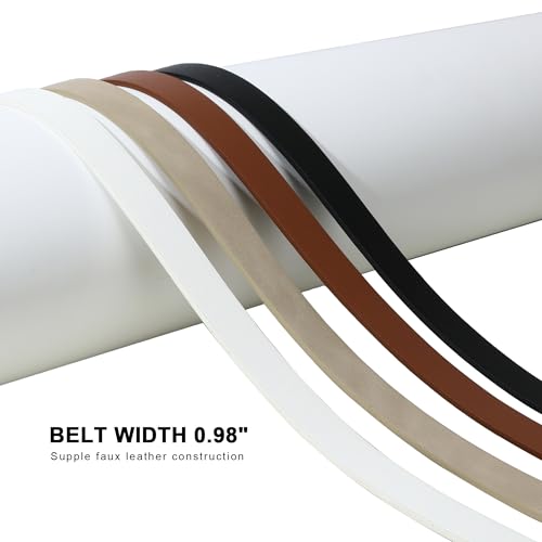 Earnda Womens Casual Belt for Jeans Ladies Faux Leather Waist Belts for Pants Dresses with Gold Buckle4