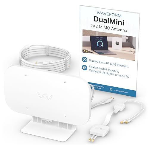 Image of Waveform DualMini: Low-Profile 2x2 MIMO Window Antenna Kit | Omnidirectional 4G /5G Routers & Hotspots | for Netgear M5 & M6, Verizon, AT&T | Homes and RVs | 10' SMA Cable, TS9 Adapters, Window Entry