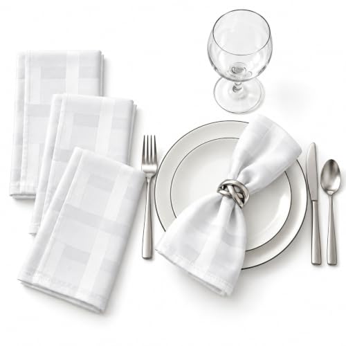 Newbridge Paige White Fabric Water and Stain Resistant Napkins, Set of 4