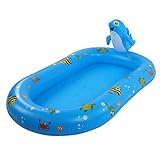 PVC excelente: piscina inflable para niños hecha de PVC de alta calidad, gruesa y resistente, y viene con 2 parches de reparación, lo que hace que la piscina de aspersores no sea fácil de romper y sea más duradera de usar.