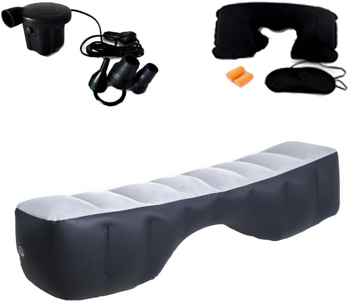 Miniatura 4 de Colchón inflable de viaje de aire para automóvil, cama de asiento trasero con bomba de aire, 51.2 x 10.6 x 14.6 pulgadas, portátil, para camping,