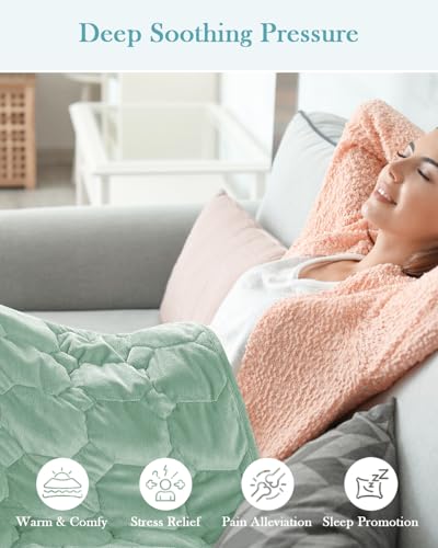 Image of Topblan Weighted Lap Blanket 7lbs for Adults, Small Weighted Blanket Throw for Napping, Relaxation, Calming and Travel, Skin Friendly & Machine Washable for All-Season Sleeping,Sage 24x29 inches