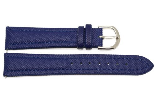 18MM Blue Padded Stitched Fiber Print Waterproof Genuine Leather Watch Band FITS Swiss Army -  Cuir De Lyon, 18BLWPFL