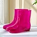 Women's Fashion Rain Boots Slip Durable Adult Booties Stylish Transparent Rain Shoes Leather Rain Boots for Women (Hot Pink, 8.5)