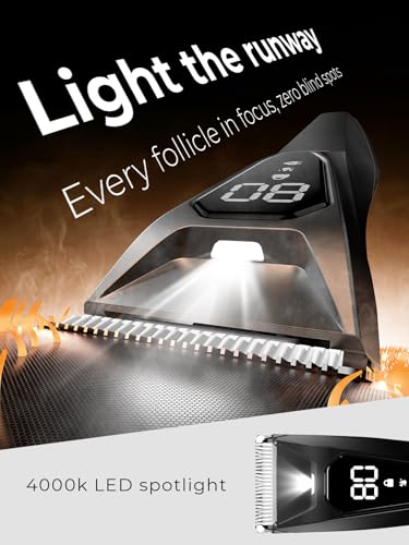 Image of Body Hair Trimmer for Men: Pubic Hair Trimmer with Wireless Charging & 4000K LED Display, Waterproof Wet Dry Body Groomer for Face Legs, 90Min, Ceramic Blade