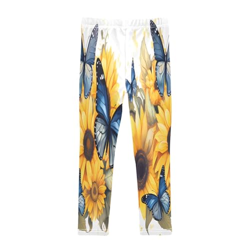 Toddler Girls Leggings Printed Yoga Pants Leggings Sunflower Blue Butterfly for Kids2