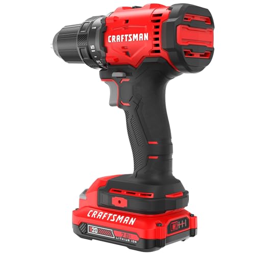 Image of CRAFTSMAN V20 1 /2 in Cordless Drill Set With 2.0 Ah Battery, Charger and Double Ended Bit, LED Light, Long Runtime, Ergonomic Power Drill Driver (CMCD702D1)