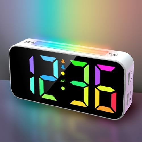 Alarm Clocks Bedside, Digital Alarm Clock with Night Light, Large LED Display, Full Range Brightness, Snooze, 12/24H, Loud Alarm Clocks for Heavy Sleepers, Bedside Alarm Clock for Kids, Seniors