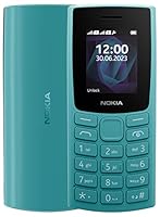 Nokia 105 2G Feature Phone with long-lasting battery, 12 hours of talk-time, wireless FM radio, large display, and tactile keyboard, Dual Sim - Cyan