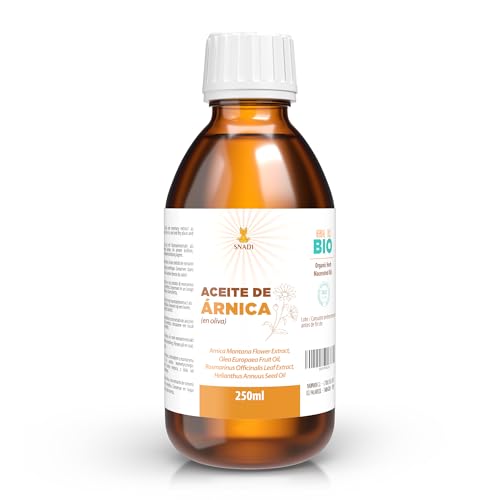 250 ml - Aceite de Arnica puro macerado BIO. Arnica pura en oliva con extracto de romero. relajante muscular natural