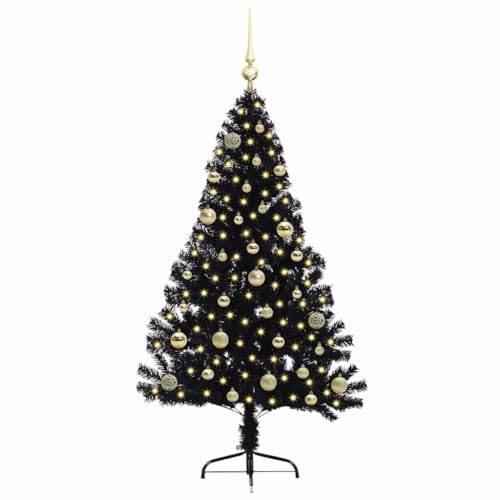 Árbol de Navidad negro preiluminado de 150 cm fabricado en PVC resistente 3