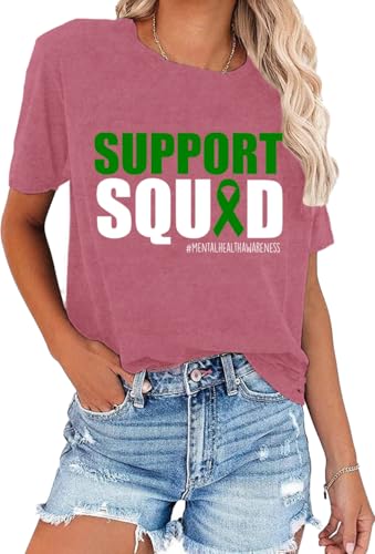 Mental Health Shirt Women Green Ribbon Awareness T-Shirt Inspirational Psychologist Tee Tops4