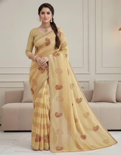 Image of Yashika Women's Georgette Art Silk Bandhej Zari Work Embroidered Saree | Women Sari