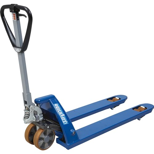 eurokraft | Paletthubwagen mit QuickLift | Polyurethan Rollenausstattung | Gabellänge 1150 mm