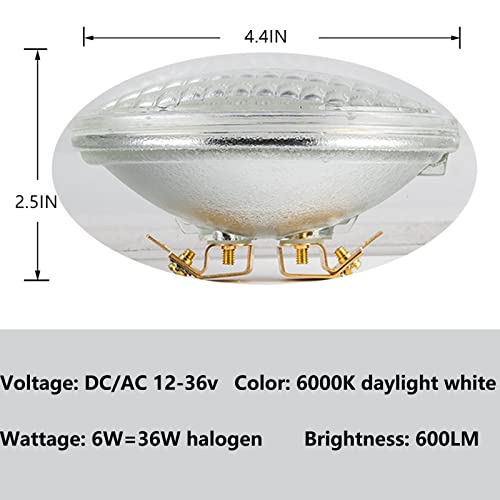 Par36 Led Landscape Light Bulb, 6W 600 Lumen 36 Watt Halogen Equivalent, Daylight White 6000K, Par36 Led 12V Dc/Ac For Trator Light,Off-Road Vehicles,Landscape Light, 4 Pack #TOP1