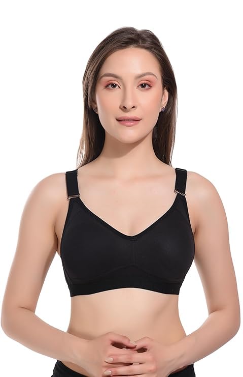 Image of Viral Girl Women's Wire-Free Cotton Hosiery Bra | Non-Padded, Full Coverage, Adjustable Straps | Soft Comfortable Innerwear with Hook & Eye Closure for Everyday Use