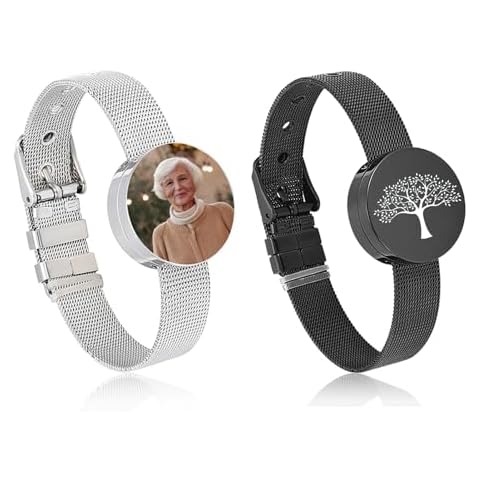 constantlife Cremation Bracelet for Ashes Memorial Urn Bangle Round Locket Ashes Holder Adjustable Watch Band Custom Engraving Keepsake (Pattern Customization) Cover