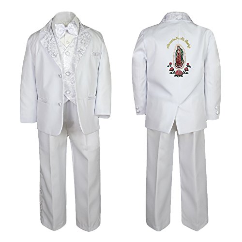 Image of Baby Boy Christening Paisley Jacket Suit Gold Guadalupe Maria Virgin Mary SM-20