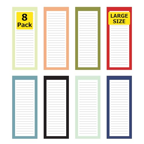 Modern Shop Magnetic Notepads – Notepads for Grocery List, Shopping List, To-Do List, Reminders -Strong Magnetic Back- Memo Notepad | 8 pack - Large | Solid Pattern