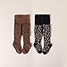 Silkglory Baby Girl Tights,Toddler Tights With Two-Color Cute Leopard Print Decoration,Leggings Little Girls Seamless Stockings Cotton Pantyhose for Newborn Infant Toddler Black/Brown 3-5 T 2Pack