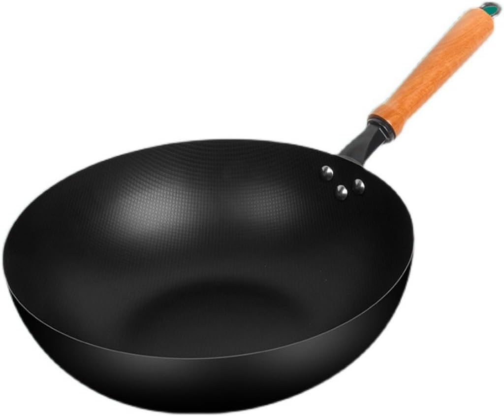 HBJWOV Cast Iron Pot Forged Chinese Wok Non-stick Frying Pan Home Kitchen Wok Cooking Pot For Induction
