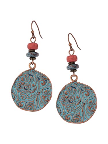 MINACHI Bohemian Engraved Circle Disc Dangle Drop Earrings w