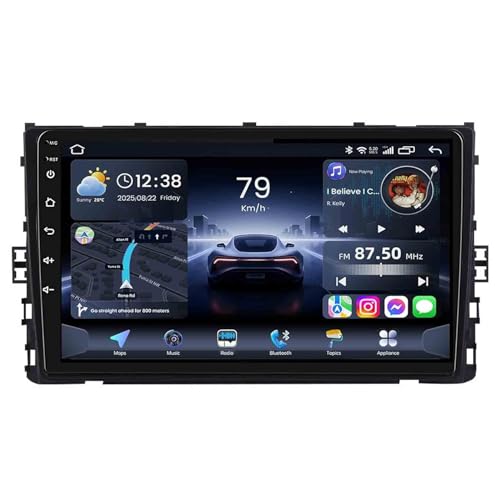 Genérico Autorradio Android 15 para Volkswagen VW MQB 2018-2021 con Android Auto y CarPlay inalámbrico, Pantalla de 9', Bluetooth, GPS, WiFi, FM/RDS, MirrorLink (8 núcleos (2G+32G)).
