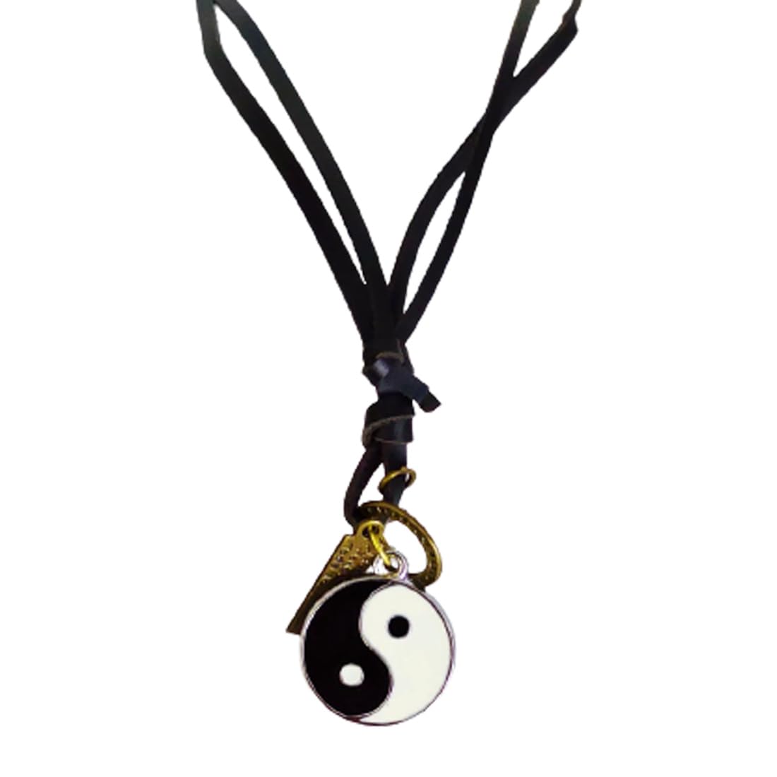 m men style Valentine Gift Yin Yang Black, White Metal, Leather Pendant Necklace Chain For Men And Women-picture-10