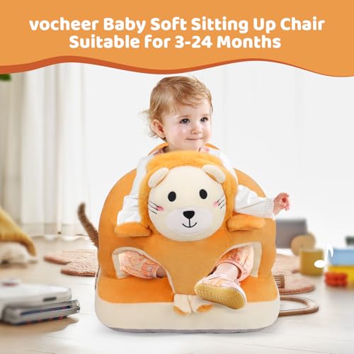 vocheer Sit Me Up Floor Seat for Baby Chair for Sitting Up Support Seat Sofa Plush Animal Shaped Baby Learning to Sit Chair for 3-24 Months Girls and Boys, PP Cotton Full Filling,Lion