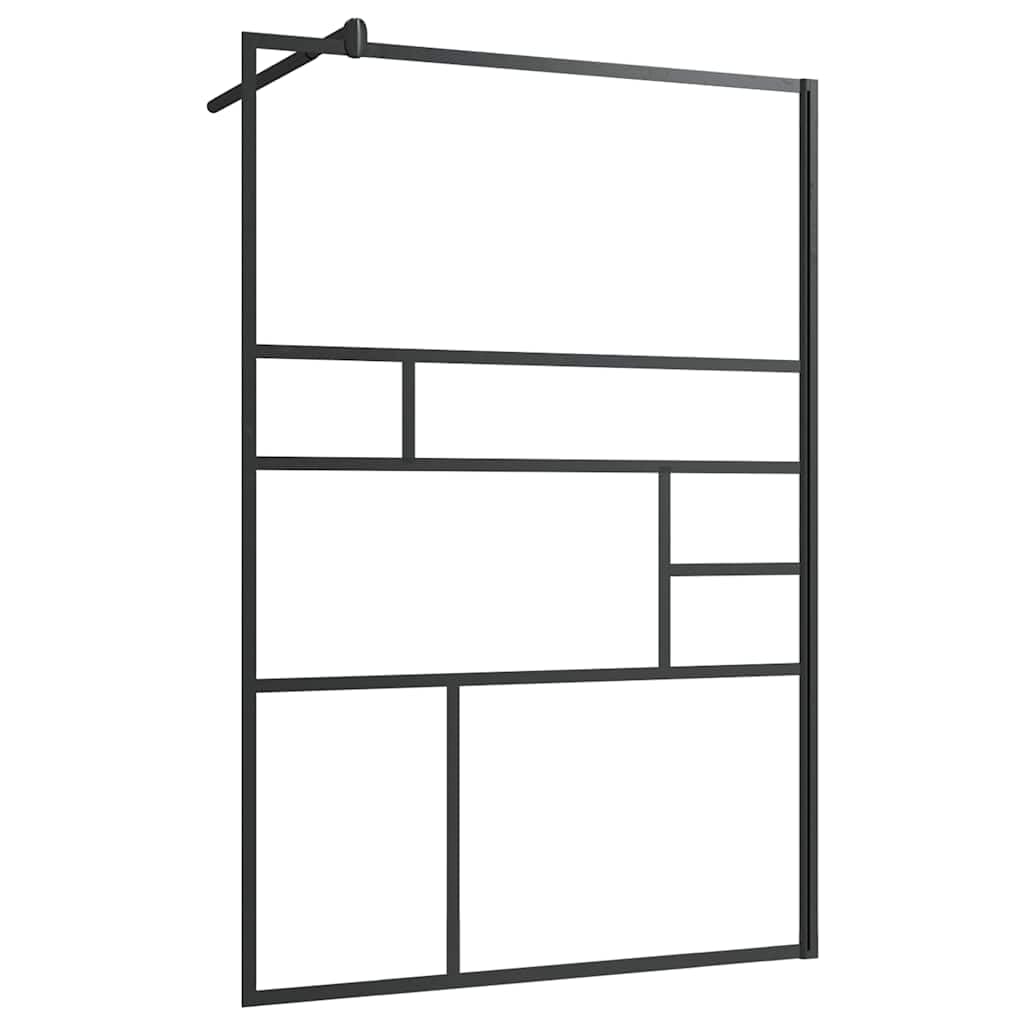 Fengshui Mampara de ducha de cristal templado (115 x 195 cm) | Cristal de seguridad de 5 mm, marco de aluminio, perfil ajustable, barra de sujeción flexible, fácil de limpiar