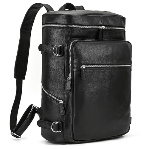 Mens Backpack Men's Backpack Leather Shoulder Bag Casual Outdoor for Camping Outdoor Sport,Noir-41x29x16cm2