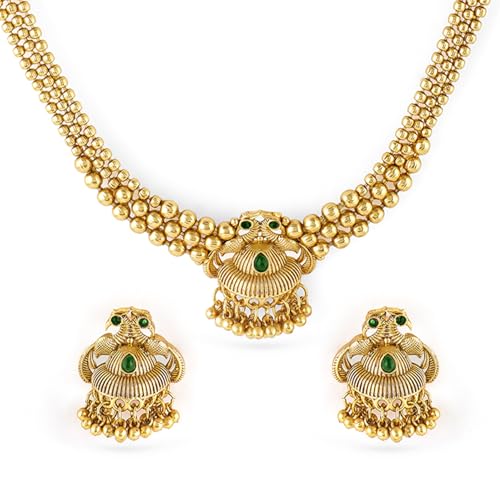 Image of Rubans Necklace Set Gold Plated Traditional Stylish Jewellery Gift for Women & Girls