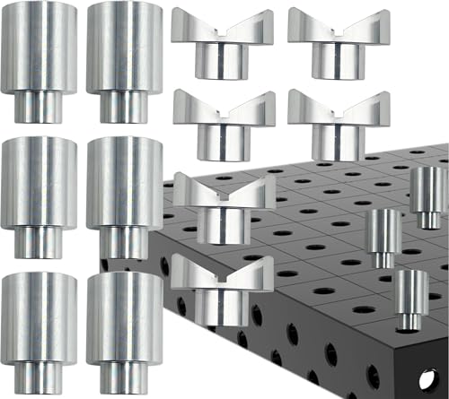 RCTUTEIAO Welding Table Fixture Pins 12 Pcs 5/8 x 1 x 1.5 Stop Alignment Aluminum Accessories Square V-Groove Round Tubing Quick Setup Fixturing Kit