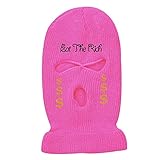 ytnkiv maschera da sci a 3 fori, alla moda, lavorata a maglia, calda, per attività all'aperto, per ciclismo, antivento, passamontagna, rosso rosato, 8