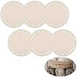 Holzboden für Häkelkorb,6 PCS Holzboden für Häkelkorb Taschenboden Zum Häkeln für DIY Korbflechten Aufbewahrungskorb Basteln Handarbeit Zubehör Holzkorb-Böden