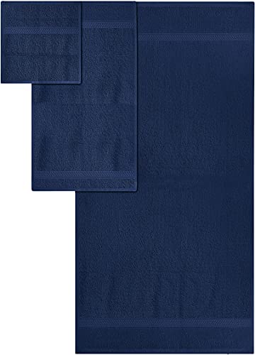 Utopia Towels 8-Piece Premium Towel Set, 2 Bath Towels, 2 Hand Towels, And 4 Wash Cloths, 600 Gsm 100% Ring Spun Cotton Highly Absorbent Towels For Bathroom, Gym, Hotel, And Spa (Navy Blue) #TOP1