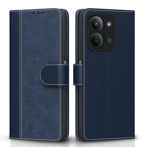 Image of Pikkme Flip Cover for Redmi 15C 5G | Leather Finish | Wallet Stand and Shock Proof | Complete Protection Flip Case (Blue)