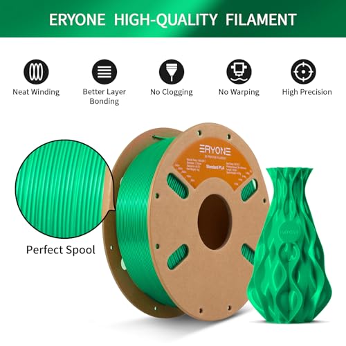 Image of ERYONE PLA Filament 3D Printer PLA Filament 1.75mm + /- 0.03mm, PLA Filament 1KG Cardboard Spool(2.2LBS), Green